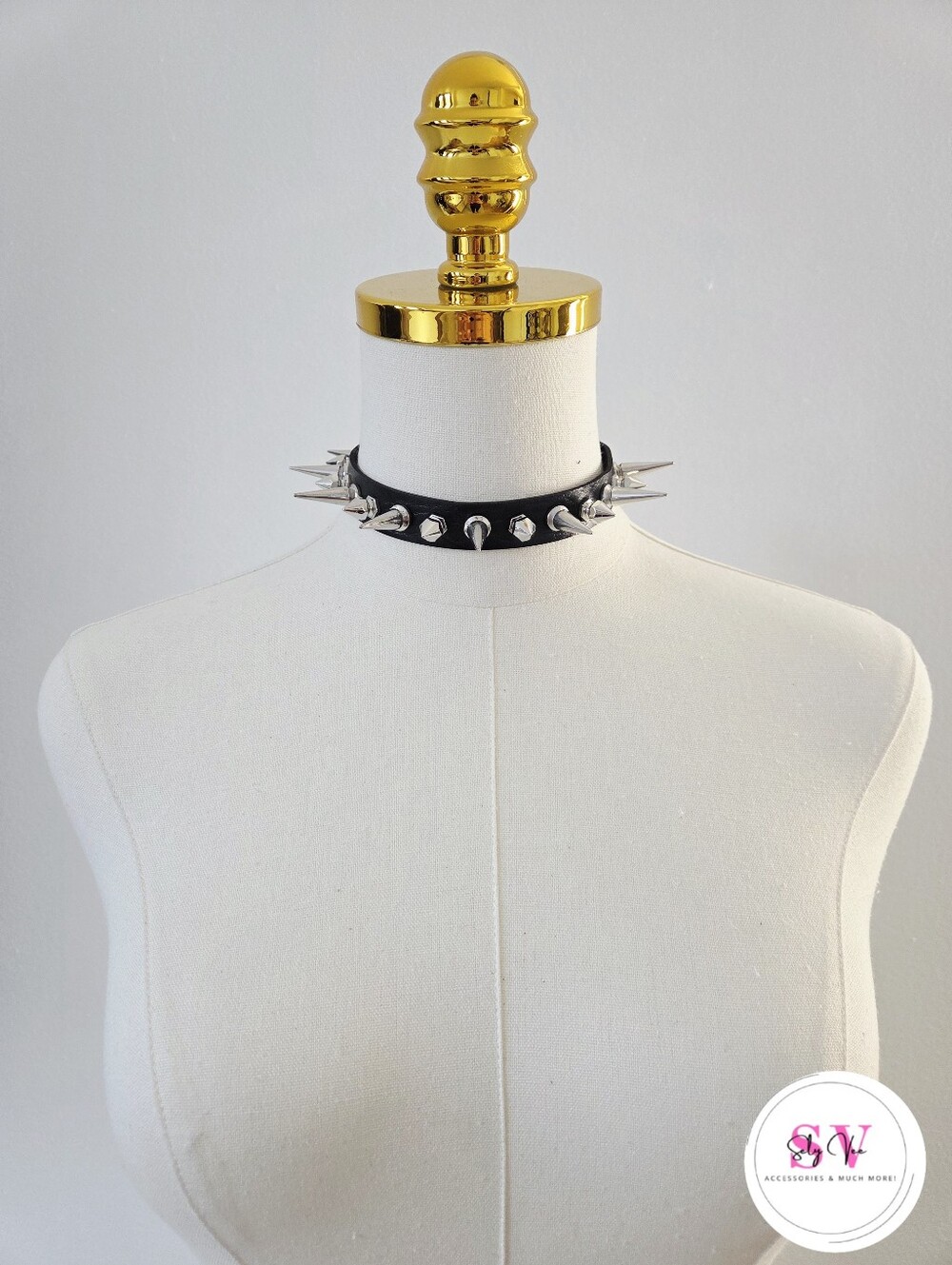 Black choker with silver spikes